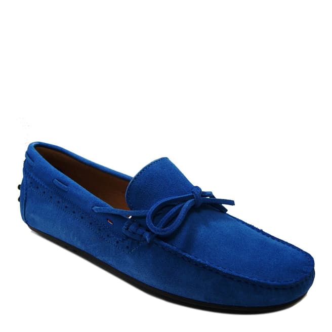 Ortiz & Reed Blue Suede Seston Bow Moccasins