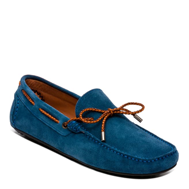 Ortiz & Reed Turquoise Suede Suade Bow Moccasins