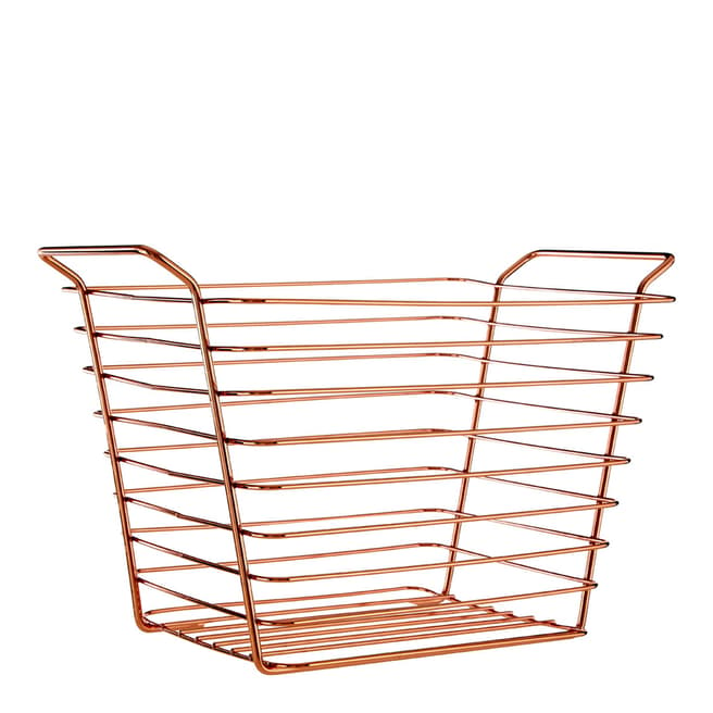 Premier Housewares Shine Large Wire Basket, Rose Gold