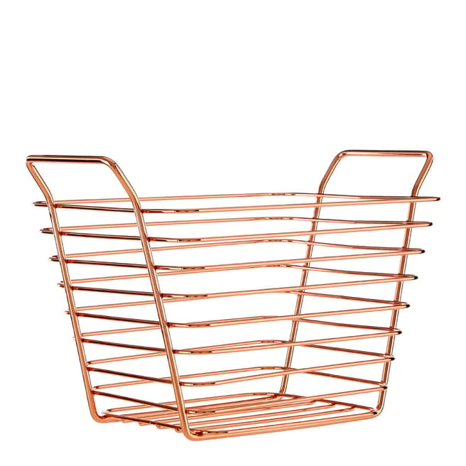 Premier Housewares Shine Medium Wire Basket, Rose Gold