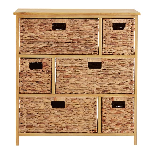 Premier Housewares Padstow Storage Unit, 6 Basket Drawers, Natural Water Hyacinth