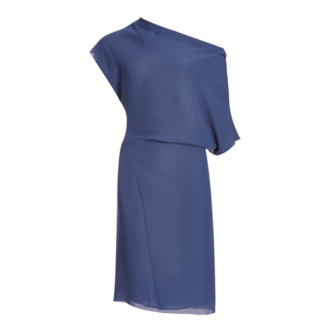 Reiss Cornflower Blue Lira Asymmetric Neck Dress
