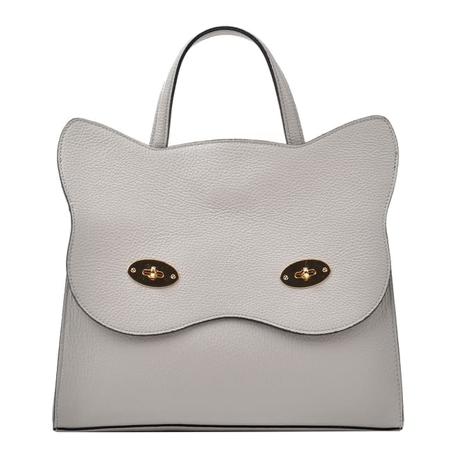 Renata Corsi Grey Leather Cat Top Handle Bag