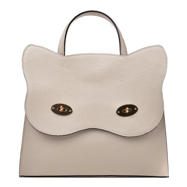 Renata Corsi Cream Leather Cat Top Handle Bag