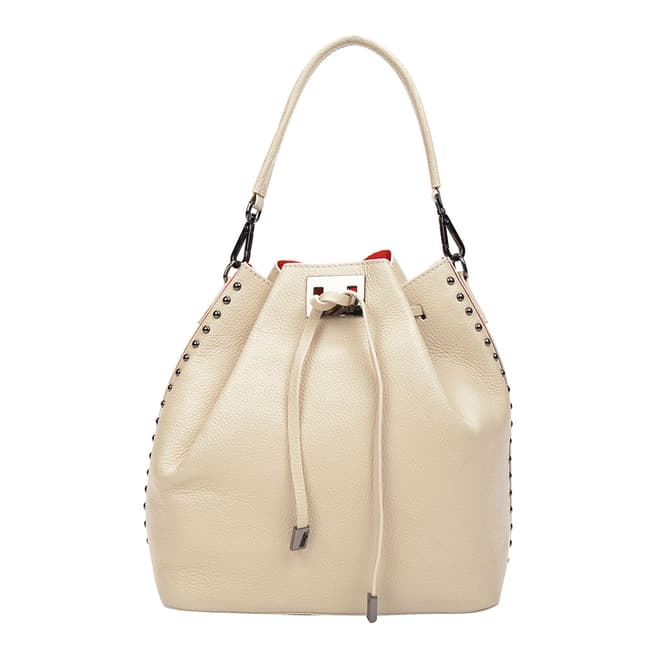 Renata Corsi Cream Leather Top Handle Bag