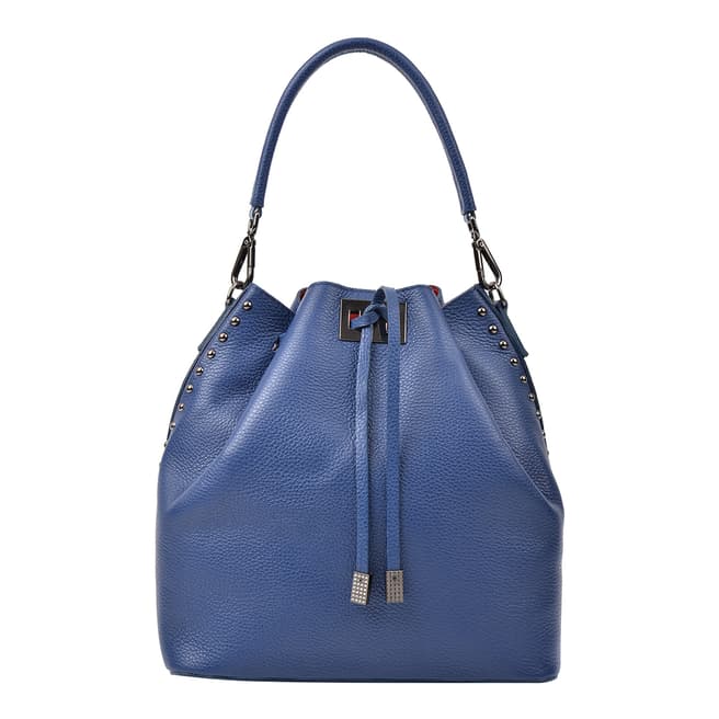Renata Corsi Blue Leather Top Handle Bag