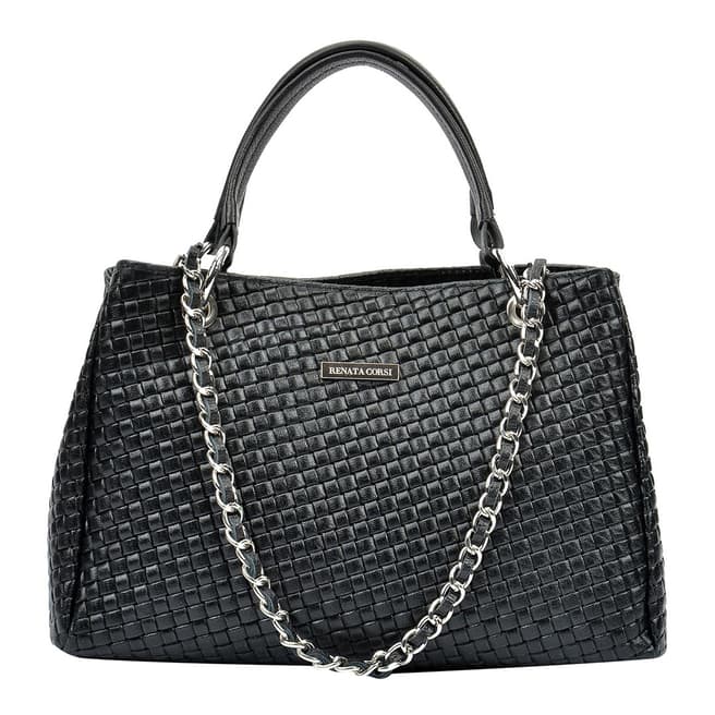 Renata Corsi Black Leather Chain Tote Bag
