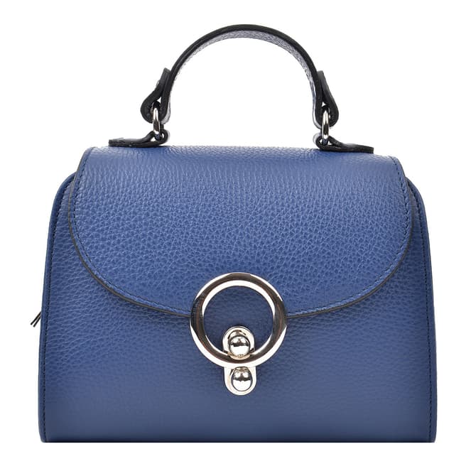 Renata Corsi Blue Leather Flap Over Top Handle Bag