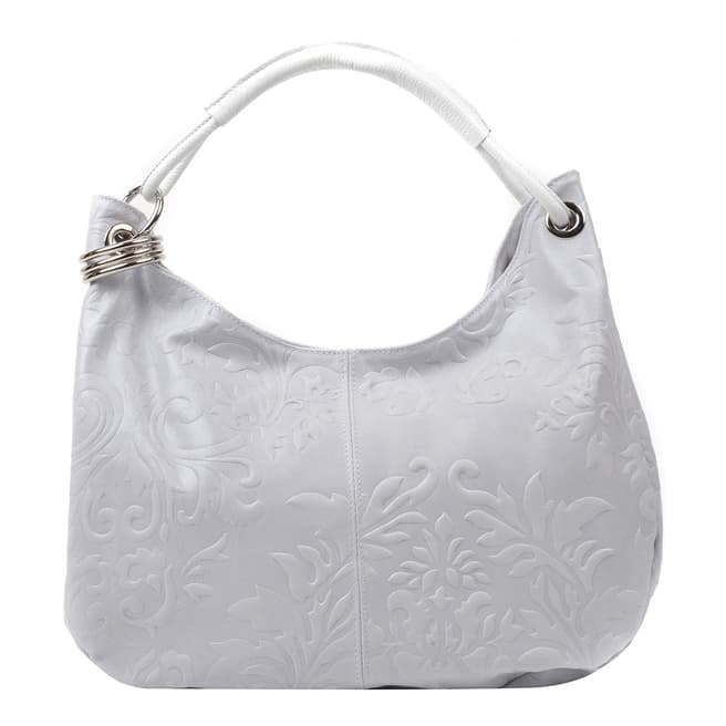 Renata Corsi White Leather Floral Print Shoulder Bag