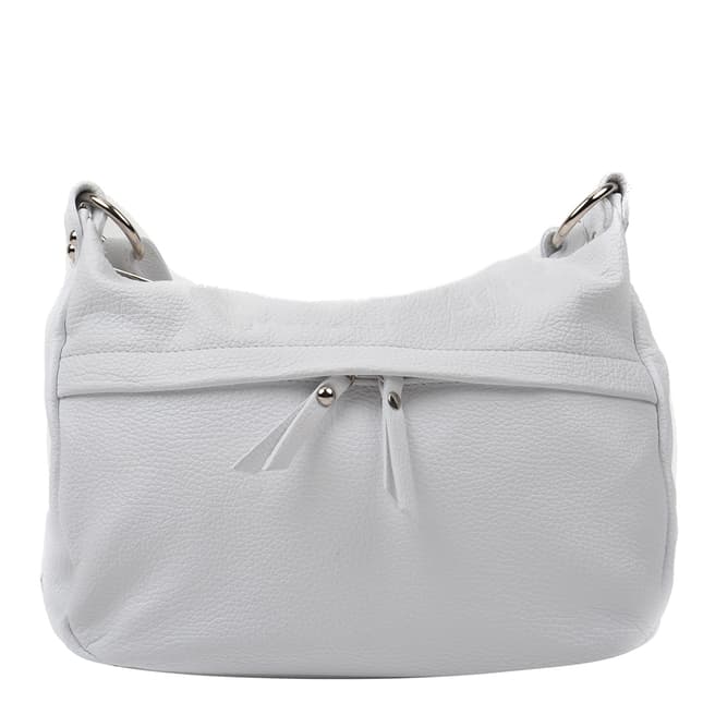 Renata Corsi White Leather Zip Front Shoulder Bag