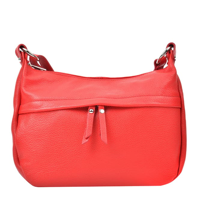 Renata Corsi Red Leather Zip Front Shoulder Bag
