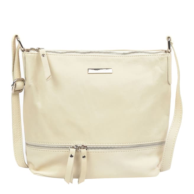 Renata Corsi Cream Leather Zip Shoulder Bag