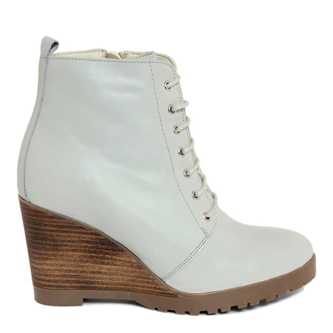Eye Grey Leather Lace Up Wedge Ankle Boot