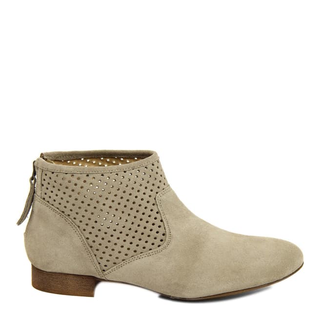 Eye Taupe  Suede Perforated Panel Ankle Boot
