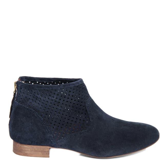 Eye Navy Suede Perforated Panel Ankle Boot