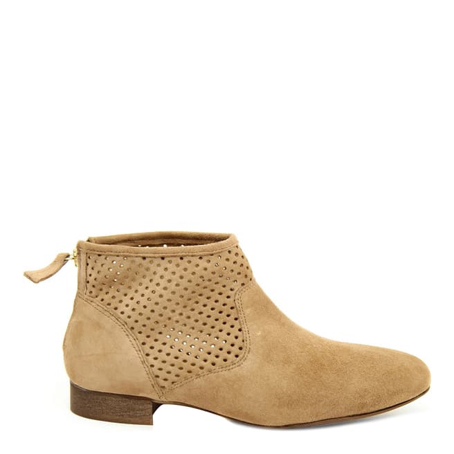 Eye Caramel Suede Perforated Panel Ankle Boot