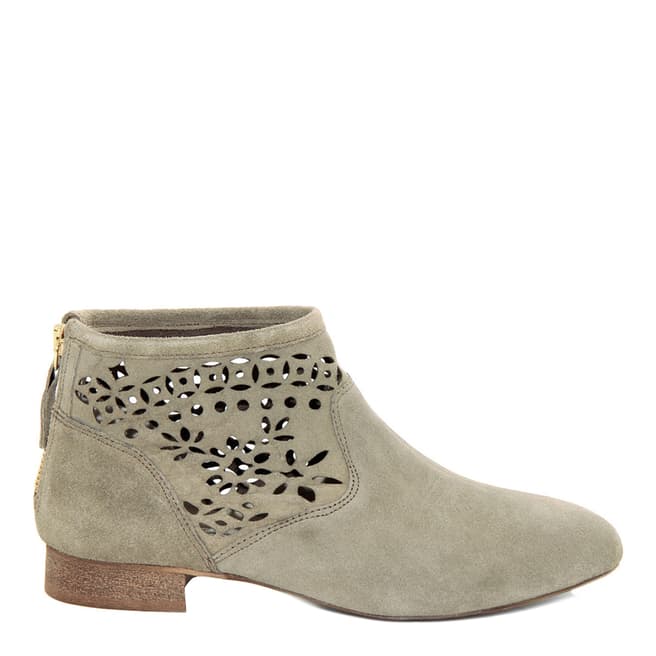 Eye Khaki Suede Floral Cut Out Ankle Boot