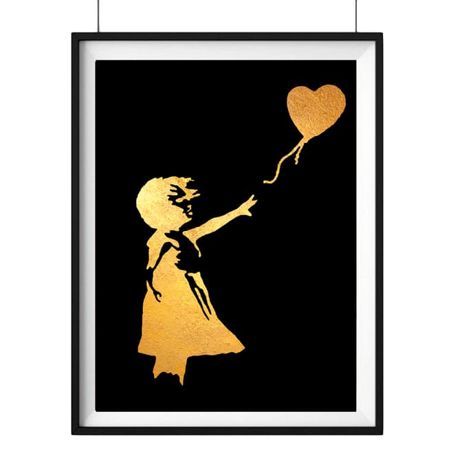 Hoxton Art House Balloon Girl, Gold Leaf Paper Print, 30x42cm