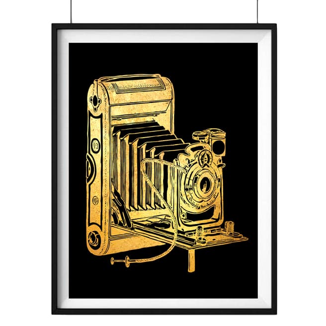 Hoxton Art House Camera Action, Gold Leaf Paper Print, 30x42cm
