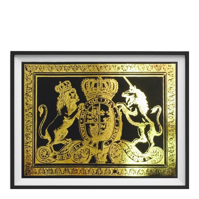 Hoxton Art House Coat Of Arms, Gold Leaf Paper Print, 30x42cm