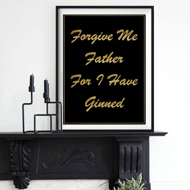 Hoxton Art House Forgive Me Father, Gold Leaf Paper Print, 30x42cm