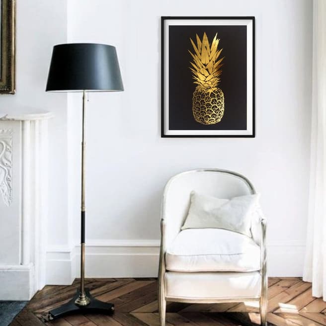 Hoxton Art House Golden Top Pineapple, Gold Leaf Paper Print, 30x42cm