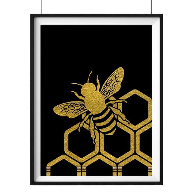 Hoxton Art House Honey Bee, Gold Leaf Paper Print, 30x42cm