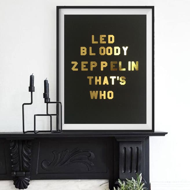 Hoxton Art House Led Zeppelin, Gold Leaf Paper Print, 30x42cm