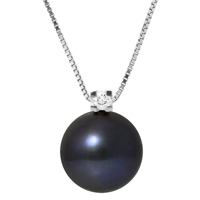 Mitzuko Black Tahiti Silver Freshwater Pearl Necklace