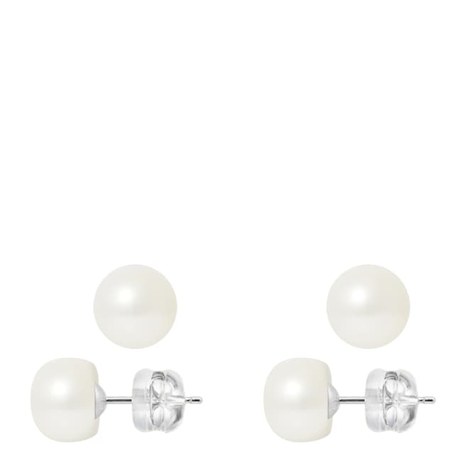 Mitzuko Natural White/White Gold Freshwater Pearl Earrings