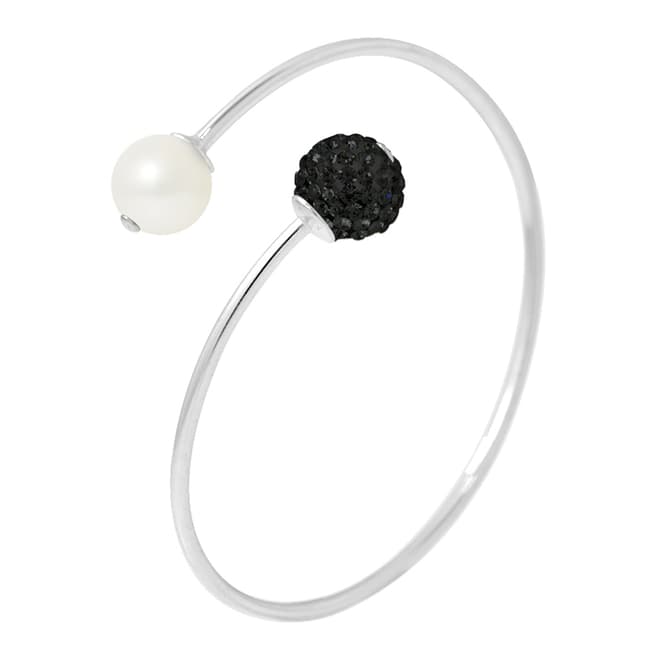 Mitzuko Natural White/Black Silver Freshwater Pearl Bracelet