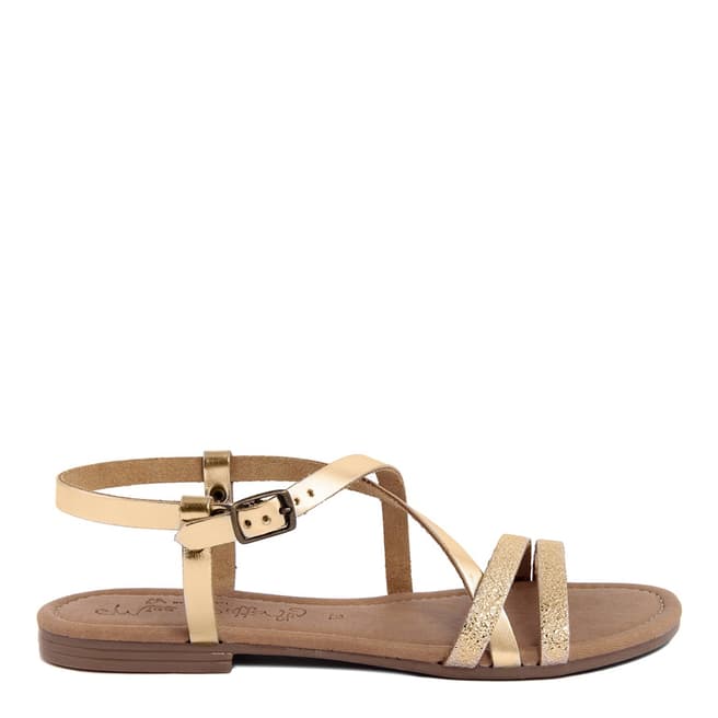Miss Butterfly Metallic Gold Leather Multi Strap Sandal