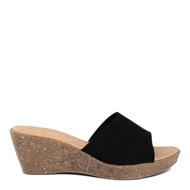 Miss Butterfly Black Suede Wedge