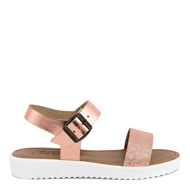 Miss Butterfly Rose Gold Leather Double Strap Sandal