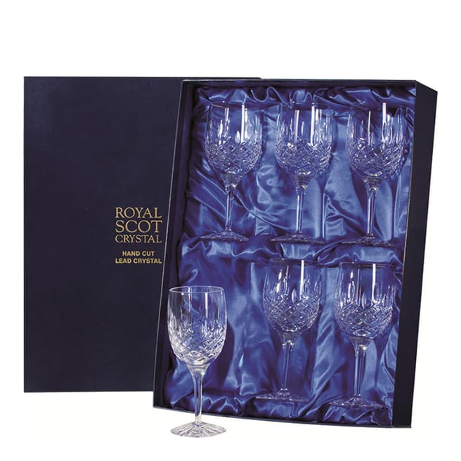 Royal Scot Crystal London Set of 6 Large Wine Glasses