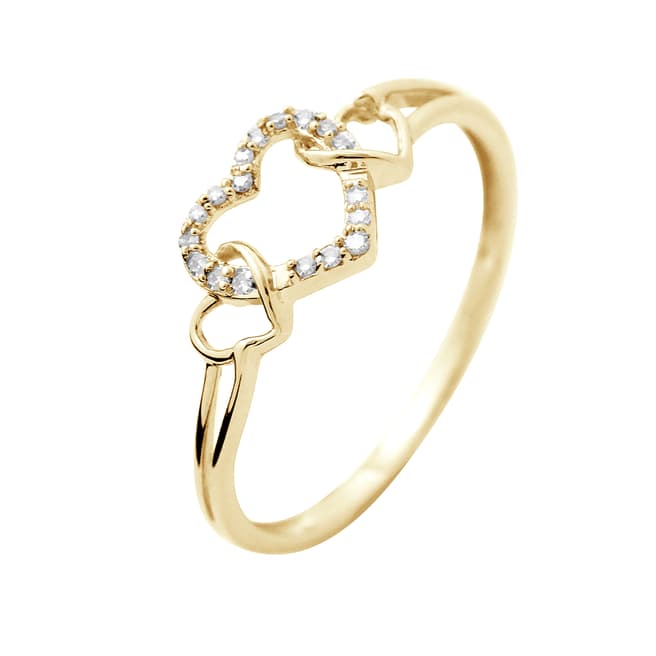 Dyamant Yellow Gold Prestige Heart Diamond Ring 0.03 Cts