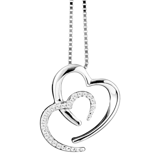 Dyamant White Gold 2 Hearts Diamond Necklace
