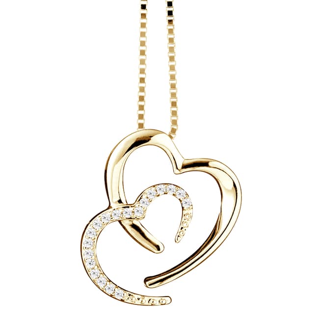 Dyamant Yellow Gold 2 Hearts Diamond Necklace