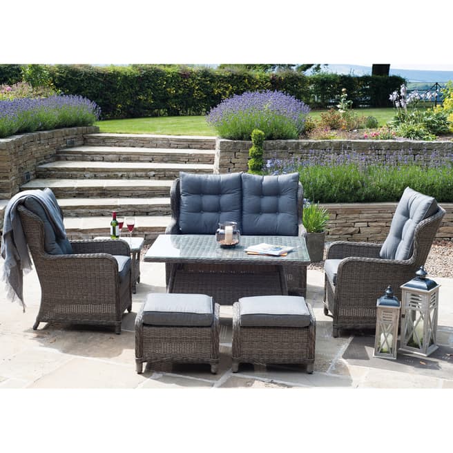 Pacific St Kitts 8 Piece Relaxed Dining Set, Charcoal Grey