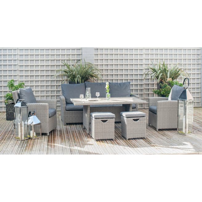 Pacific Barbados 6 Piece Relaxed Dining Set, Slate Grey