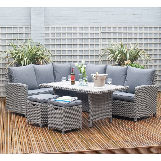 Pacific Slate Grey Barbados Relaxed Dining Corner Set