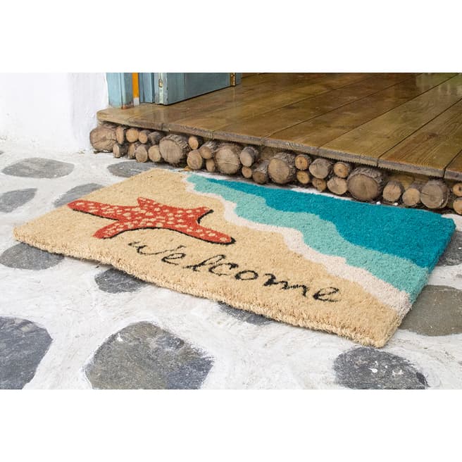 Entryways Starfish Welcome Handwoven Coconut Fiber Doormat