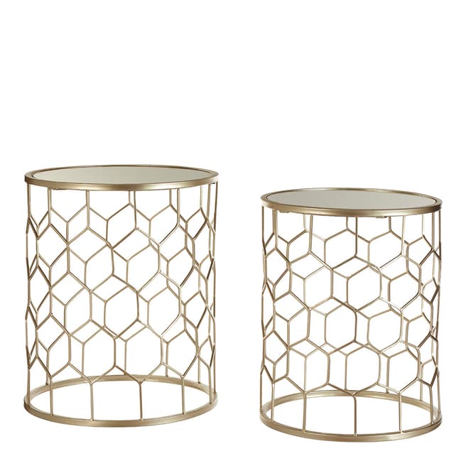Fifty Five South Champagne Arcana Mirror Top Set of 2 Side Tables