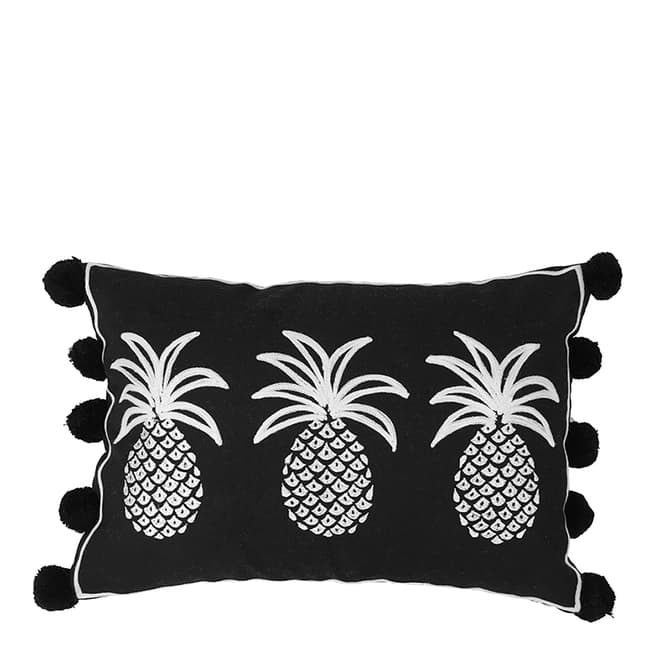 Bombay Duck White/Black Row of Three Pineapples 35x50cm Cushion