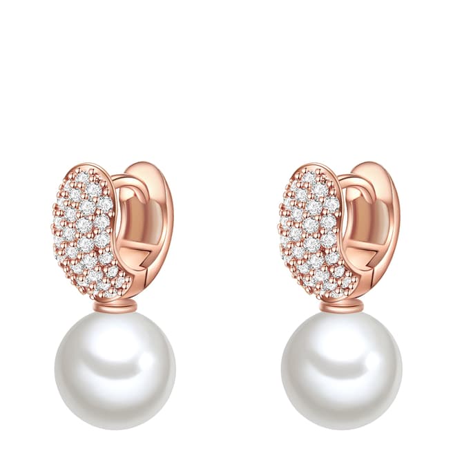 Nova Pearls Copenhagen Rose Gold Plated/White Zirconia Organic Pearl Earrings