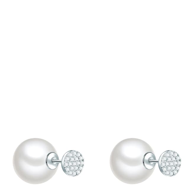 Nova Pearls Copenhagen Silver Plated/ White Pearl Stud Earrings
