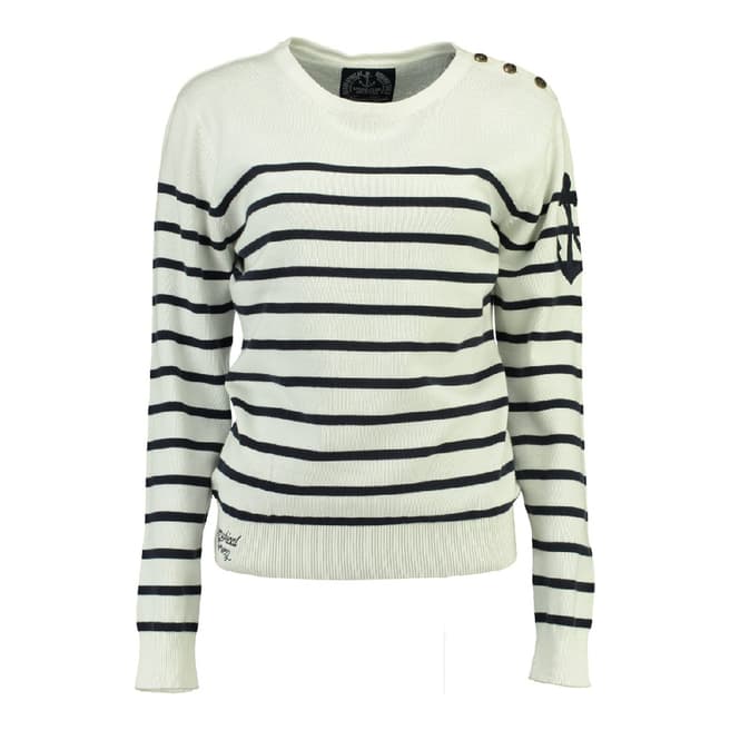 Geographical Norway Women's Off White/Navy Figue Jumper