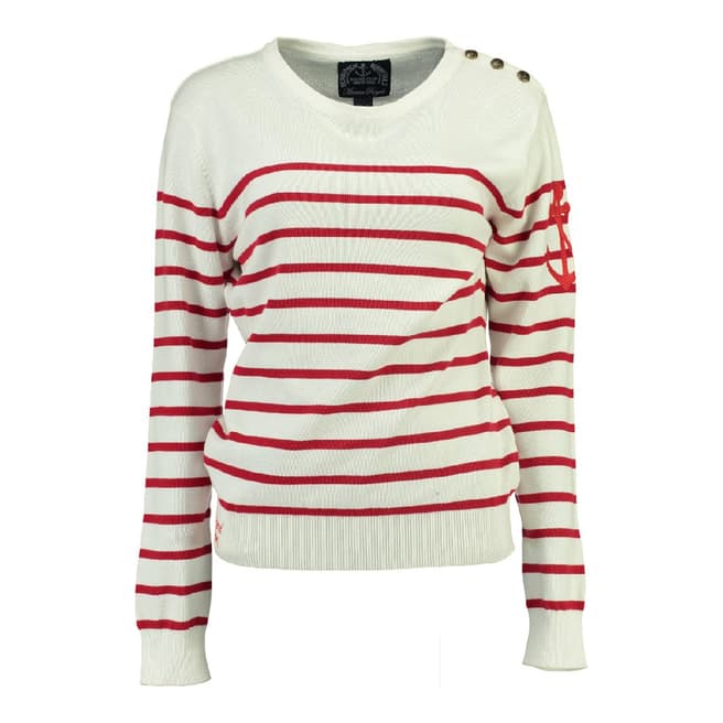 Geographical Norway Women's White/Red Figue Jumper