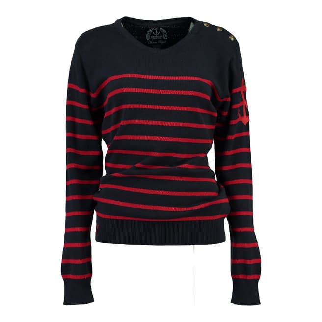 Geographical Norway Women's Navy/Red Figue Jumper