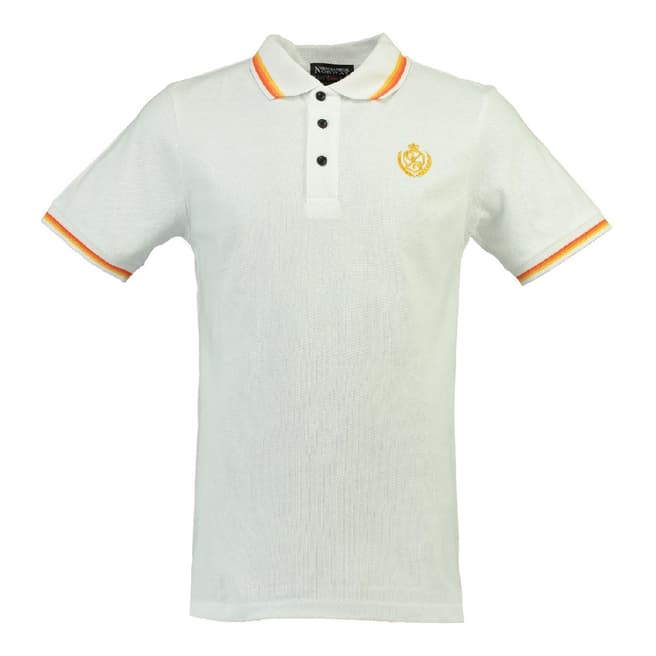 Geographical Norway White/Orange Karaibe Cotton Polo Shirt